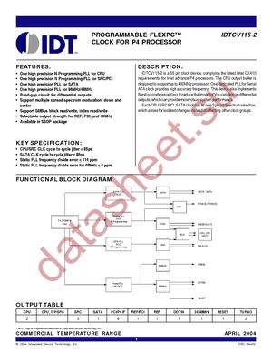 IDTCV115-2PV datasheet  